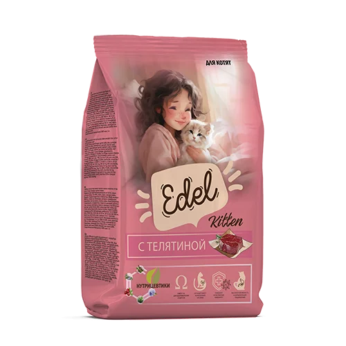 Эдель Kitten Veal Полнорационный сухой корм для котят с Телятиной  0,4 кг