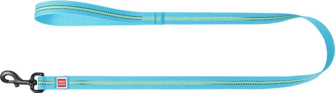 Поводок для собак WAUDOG Nylon "Светящийся", нейлоновый (S, голубой, ширина 15мм, длина 122см)