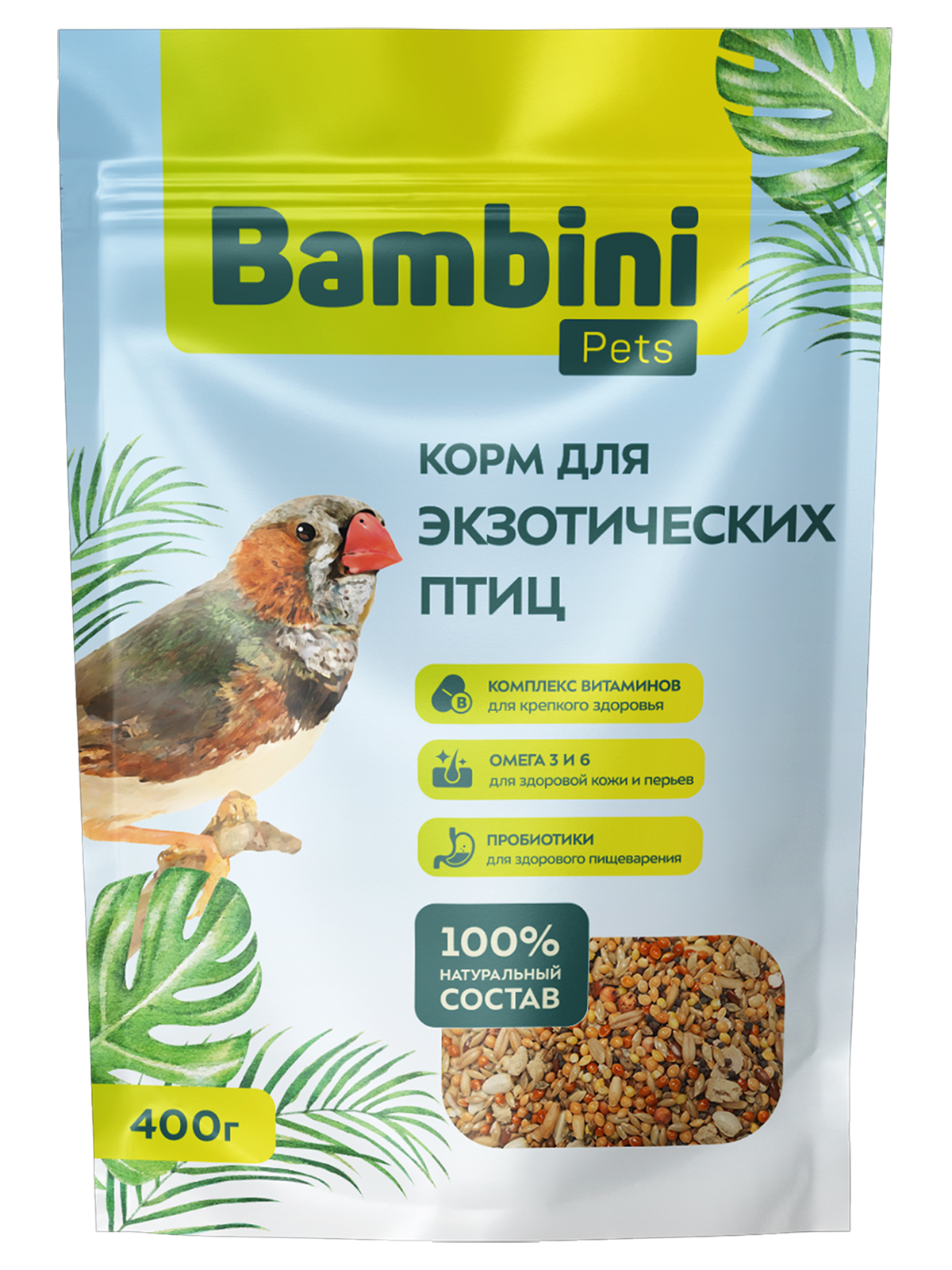 Корм Bambini Pets для экзотических птиц, 400 г