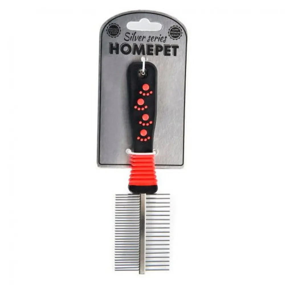 HOMEPET SILVER SERIES 20 см х 5 см расческа металлическая двухсторонняя
