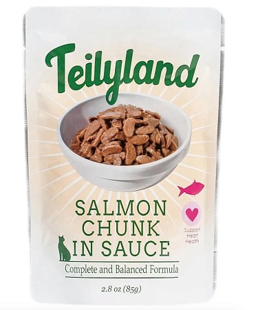 Pettric Teilyland Корм для кошек влажный , полнорационный, кусочки с лососем в соусе, 85 г