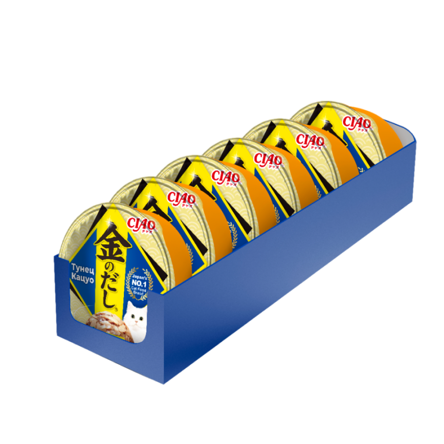 INABA CIAO Влажный корм для кошек Kinnodashi cup Тунец Кацуо конс. 70г-6шт 2042466799683