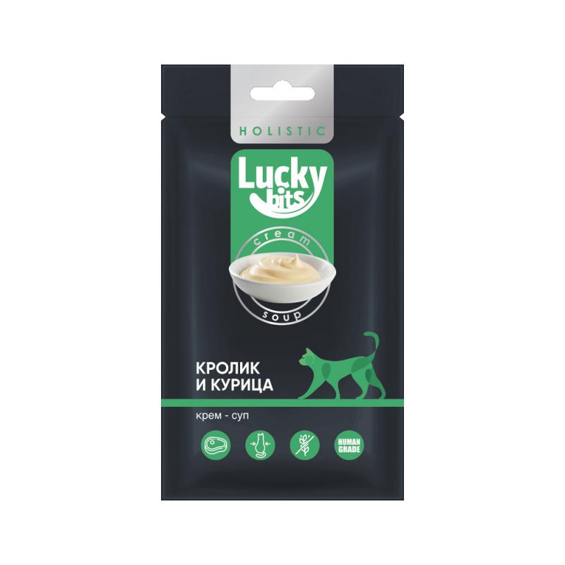 Lucky bits Лакомство для кошек "Lucky Bits" (Лаки Битс) крем-суп из филе кролика и курицы, 5*20 г