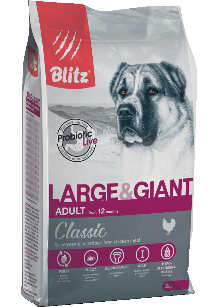 BLITZ Сухой корм с курицей для крупных и гигантских собак 2 кг 4627079680443