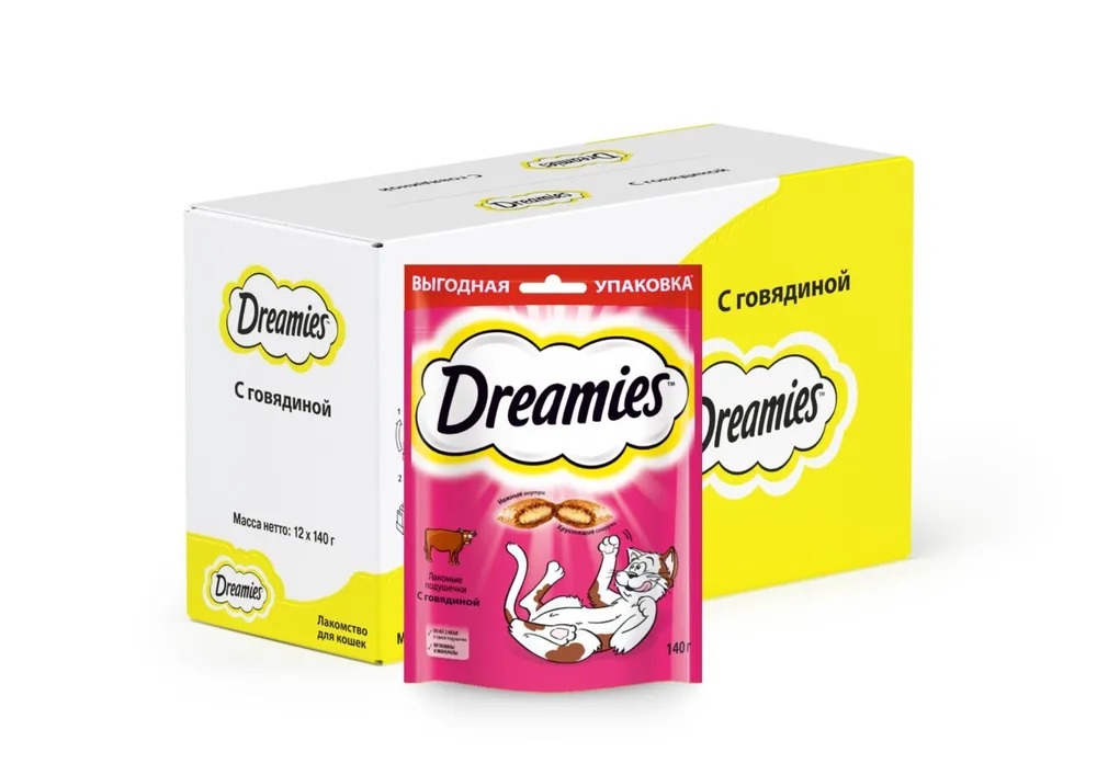 DREAMIES  Лакомство для кошек с говядиной 140гр