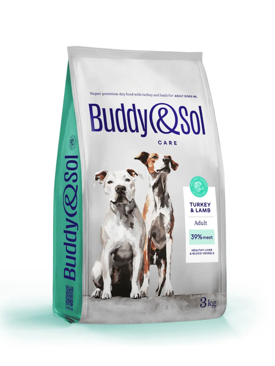 Buddy&Sol Care Сухой корм с индейкой для собак средних и крупных пород 3кг