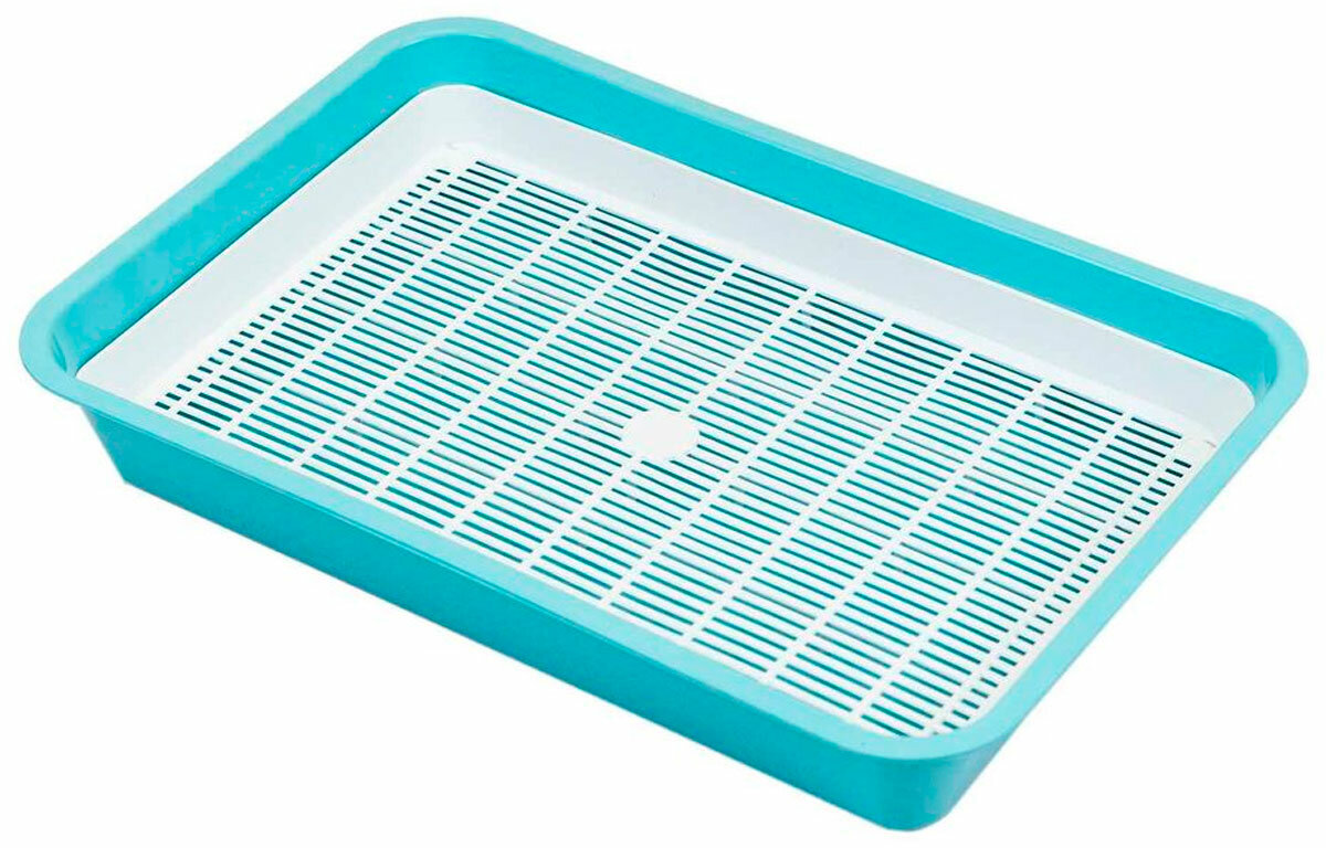 Homecat Туалет для кошек  с сеткой бирюзовый, 40 см х 26 см х 6,5 см