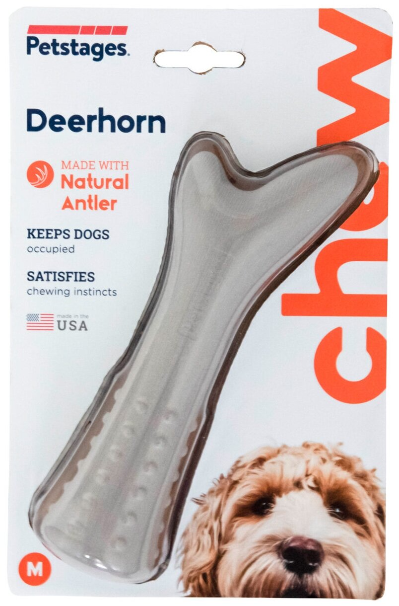 Petstages игрушка для собак Deerhorn, с оленьими рогами 16 см средняя