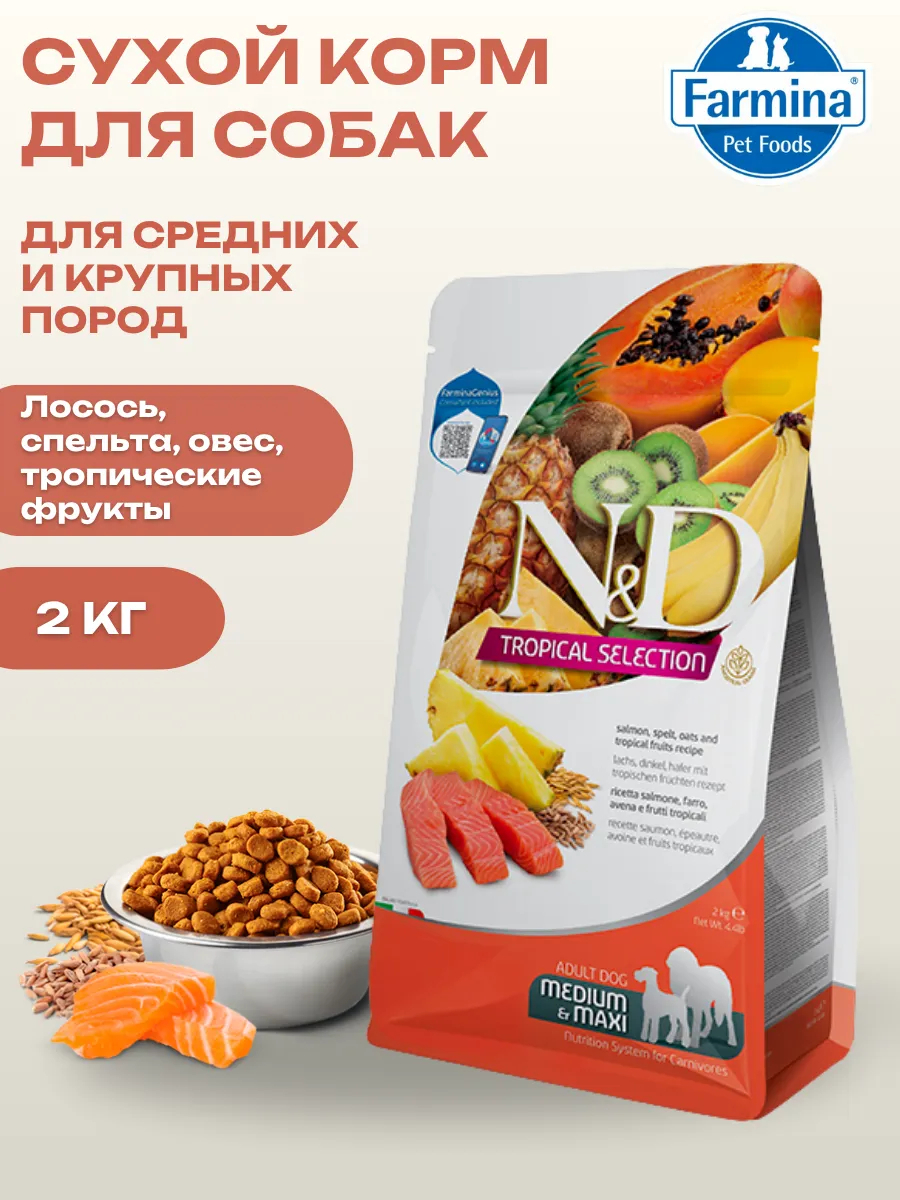 Farmina Сухой корм для собак средних и крупных пород с лососем 2кг