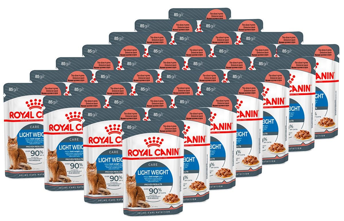 Влажный корм Royal Canin Light Weight Care для взрослых кошек для профилактики избыточного веса, мелкие кусочки в соусе 85гр-28шт