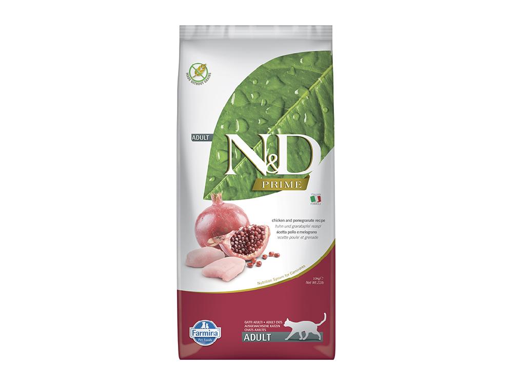 Сухой корм для взрослых кошек Farmina N&D Prime, беззерновой, курица с гранатом, холистик, 10 кг