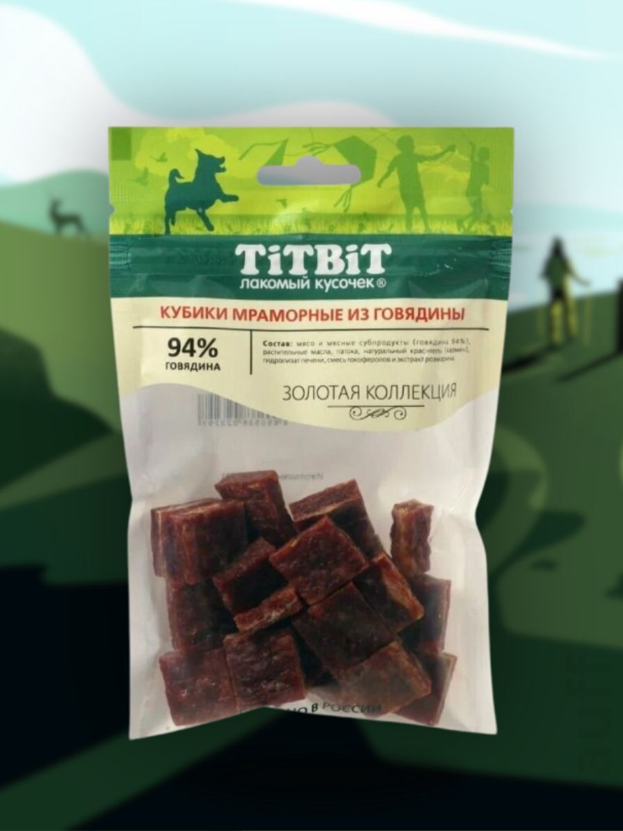 TiTBiT Лакомство Кубики мраморные из говядины для собак 80 гр 4690538023297