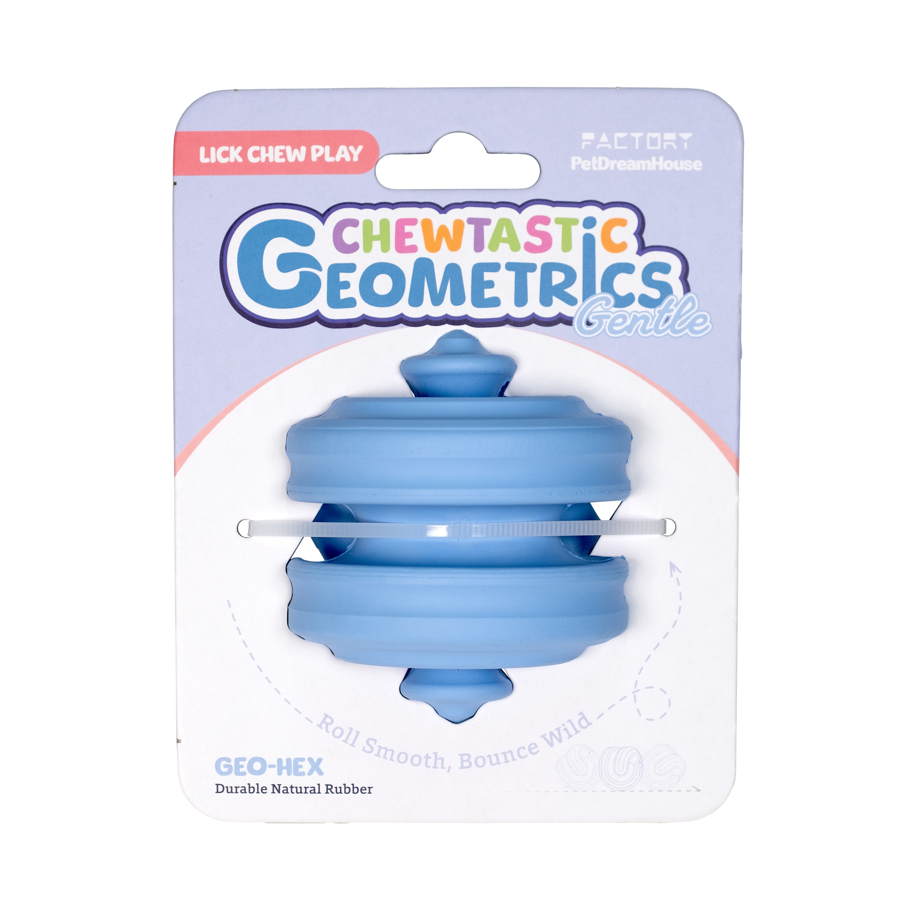 Игрушка интерактивная для собак из натурального каучука Chewtastic Geometrics Geo-Hex, голубой