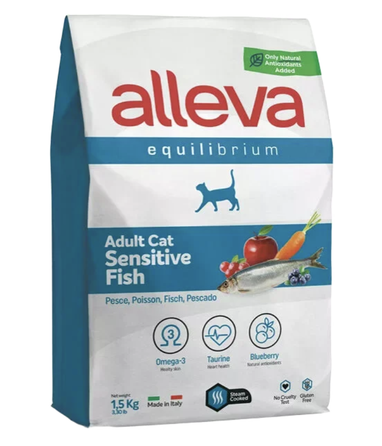 Alleva Сухой низкозерновой корм Sensitive для кошек с рыбой 5 кг 8002754103053