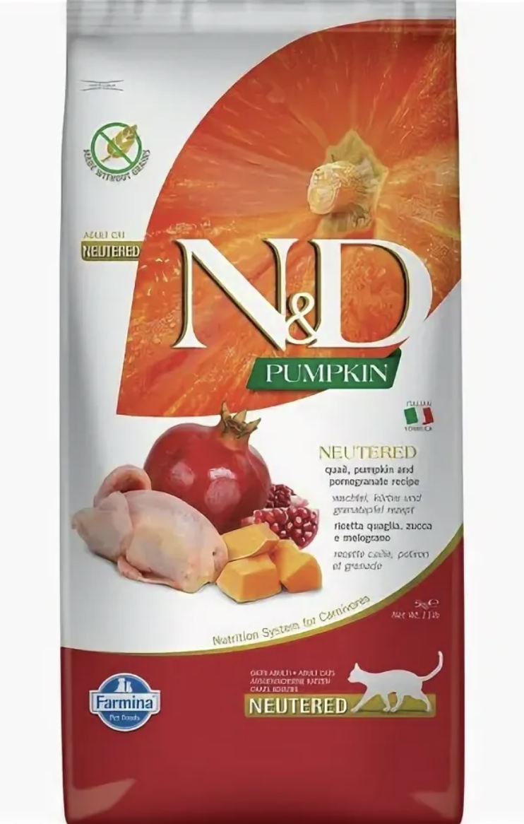 Farmina N&D Pumkin корм для стерилизованных кошек с перепелкой 5кг