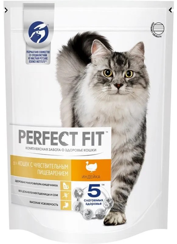 PERFECT FIT Сухой корм для кошек с чувст. пищ. с индейкой 650гр