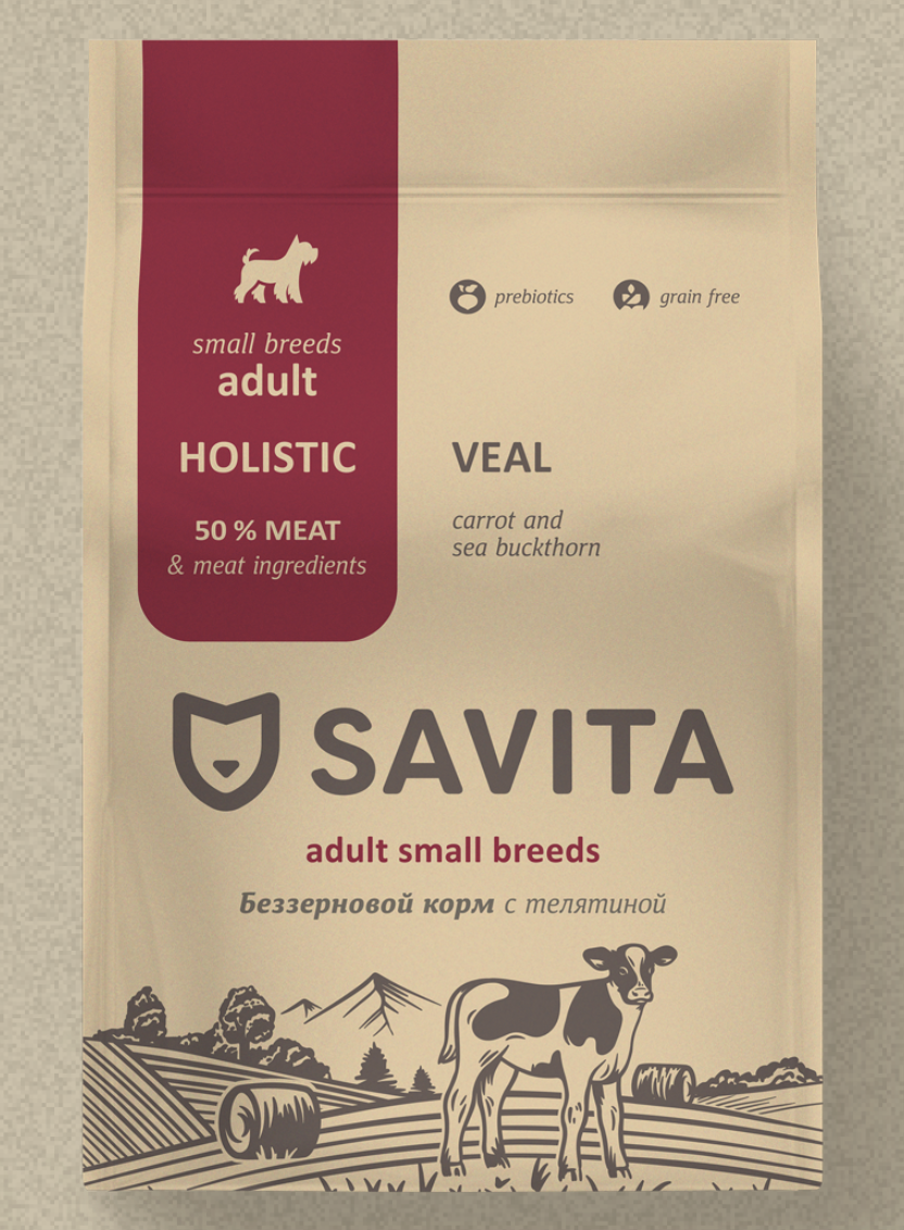 Savita Сухой корм для собак малых пород с телятиной 4 кг 4640201672215