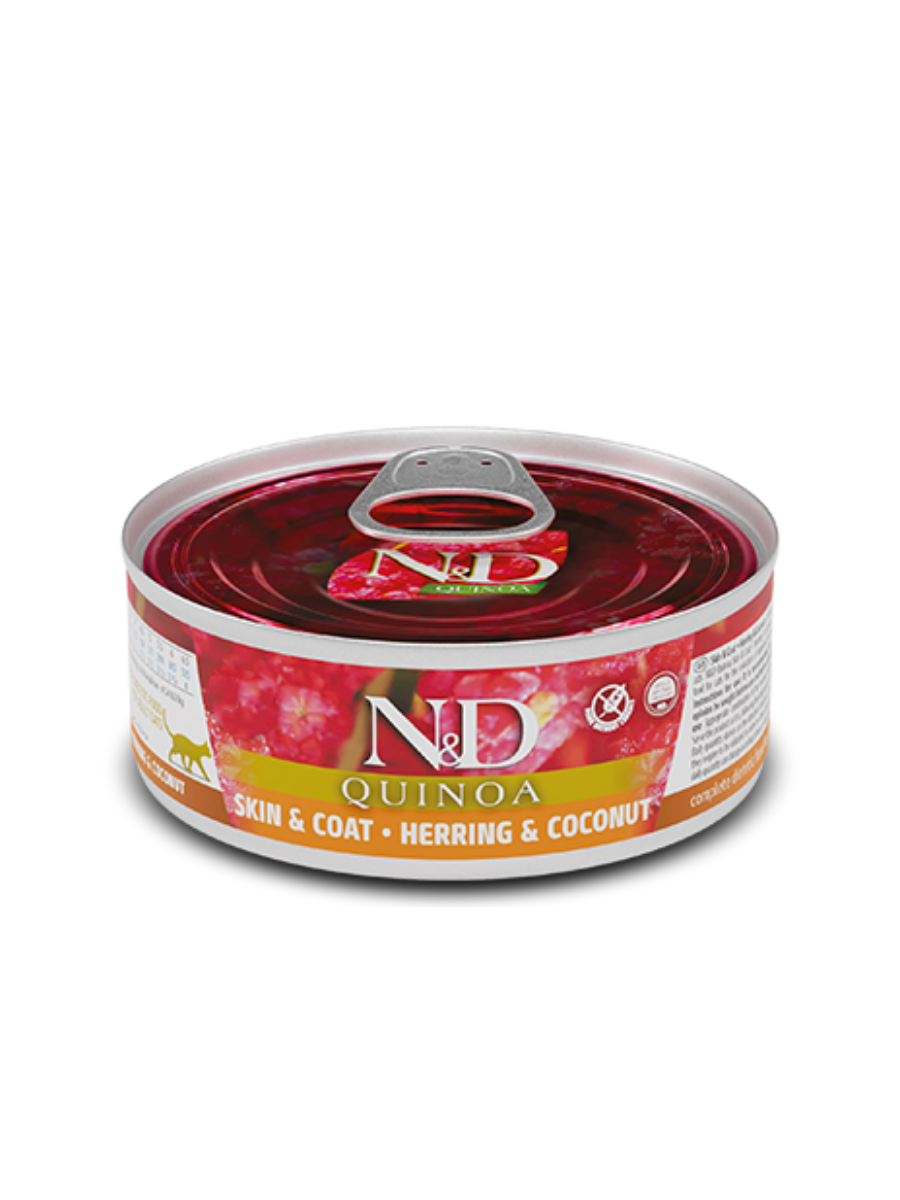FARMINA Влажный корм для кошек N&D Quinoa, сельдь и кокос, 80 гр