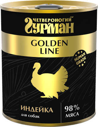 Четвероногий Гурман Корм влажный для собак "Golden line Индейка", 525г
