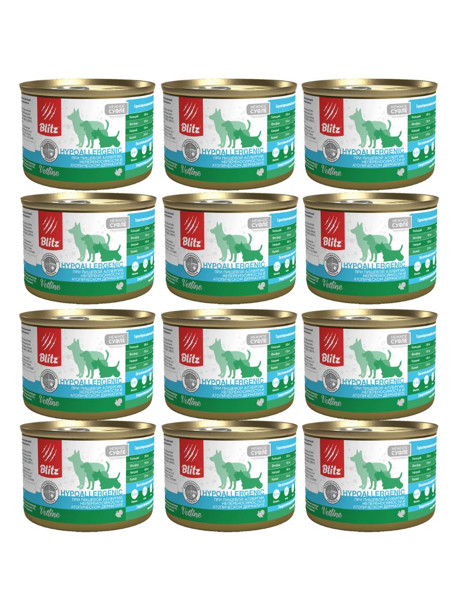 Blitz Vetline Dog Hypoallergenic Влажный корм для собак при пищевой аллергии 200гр-12шт
