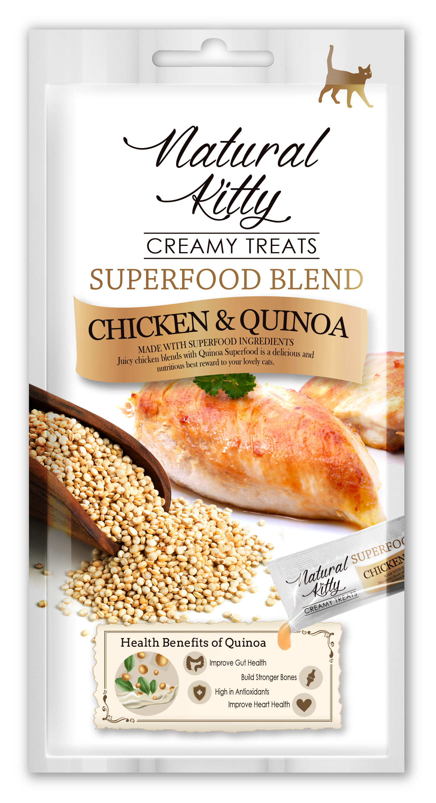 Лакомство Pettric Natural Kitty крем-суп для кошек Курица и киноа, 4х12 гр.