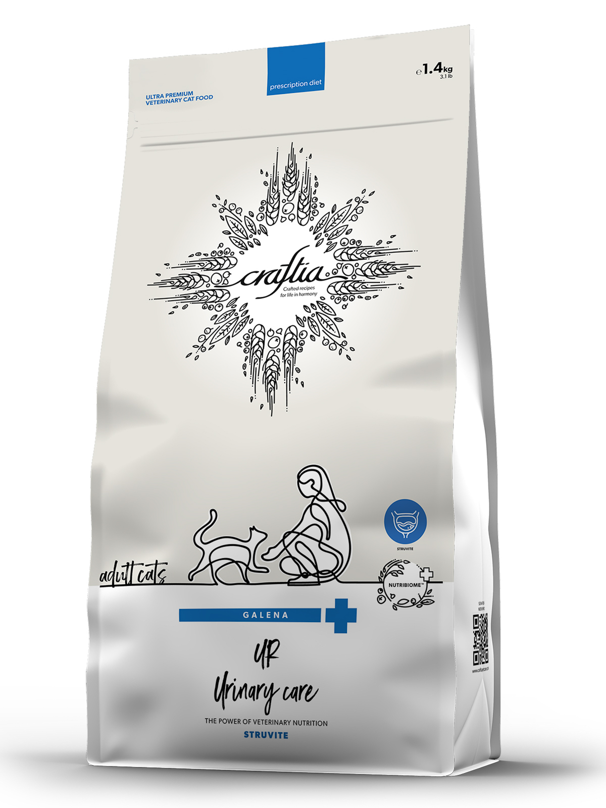 Ветеринарная диета CRAFTIA GALENA CAT URINARY CARE Уринари для кошек для растворения струвитных камней 1,4 кг