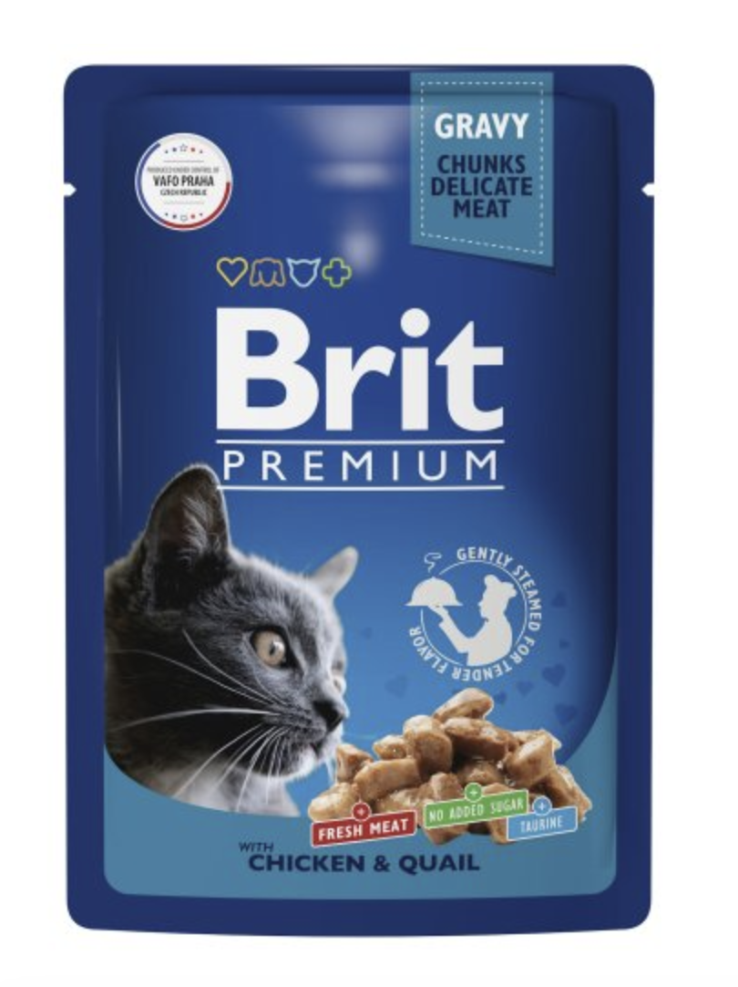Brit Premium Брит Премиум Влажный корм в соусе для кошек, цыпленок и перепелка, 85г  5048915