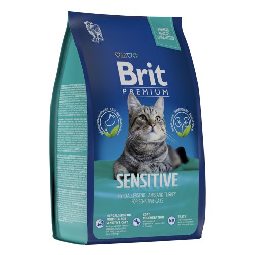 Brit Брит Premium Cat Sensitive Сухой корм для кошек с чувствительным пищеварением, с ягненком и индейкой 0,4 кг 5049196