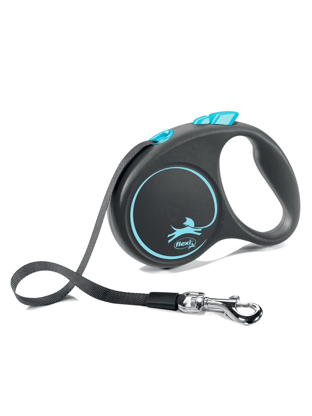 Flexi FLEXI BLACK DESIGN S 5 м до 15 кг рулетка черная синий дизайн ремень