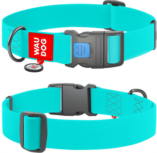 Ошейник для собак WAUDOG Waterproof, с QR-паспортом, водостойкий, светящийся, металлический замок (XS, ширина 15мм, длина 23-35см, ментоловый)