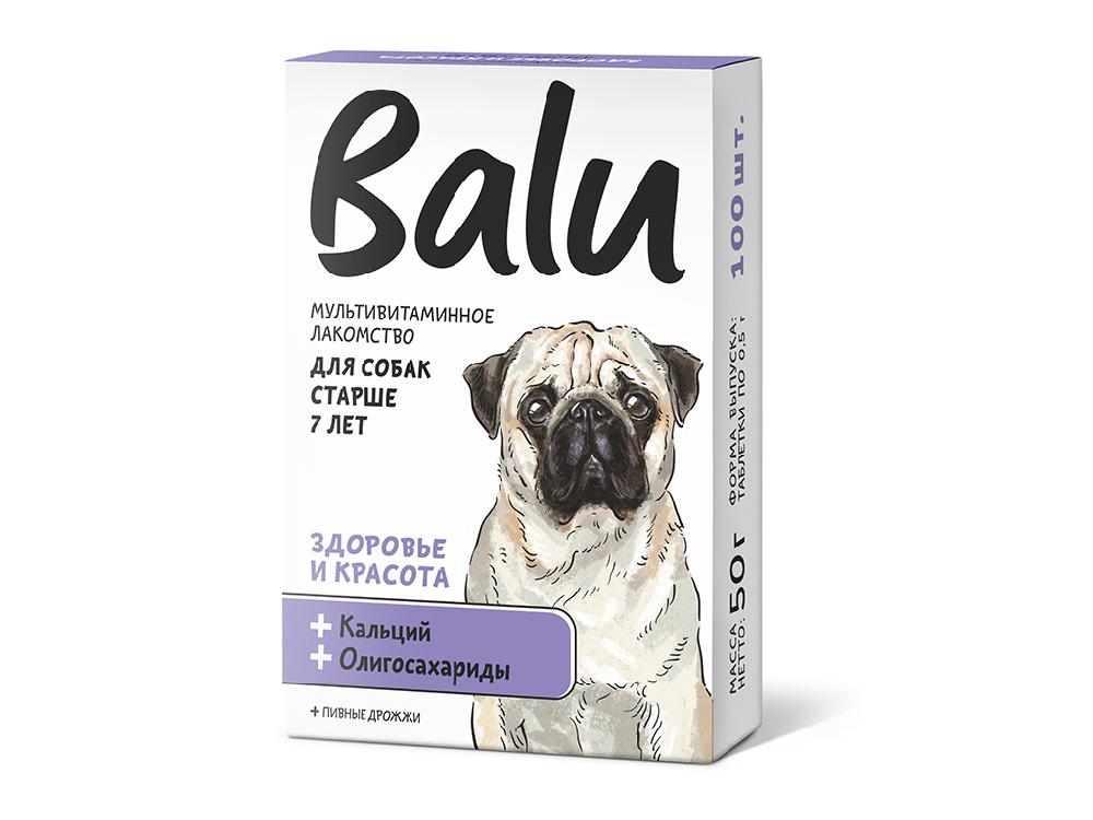 Balu Лакомство мультивитаминное для собак старше 7 лет "Здоровье и красота", 100 табл.
