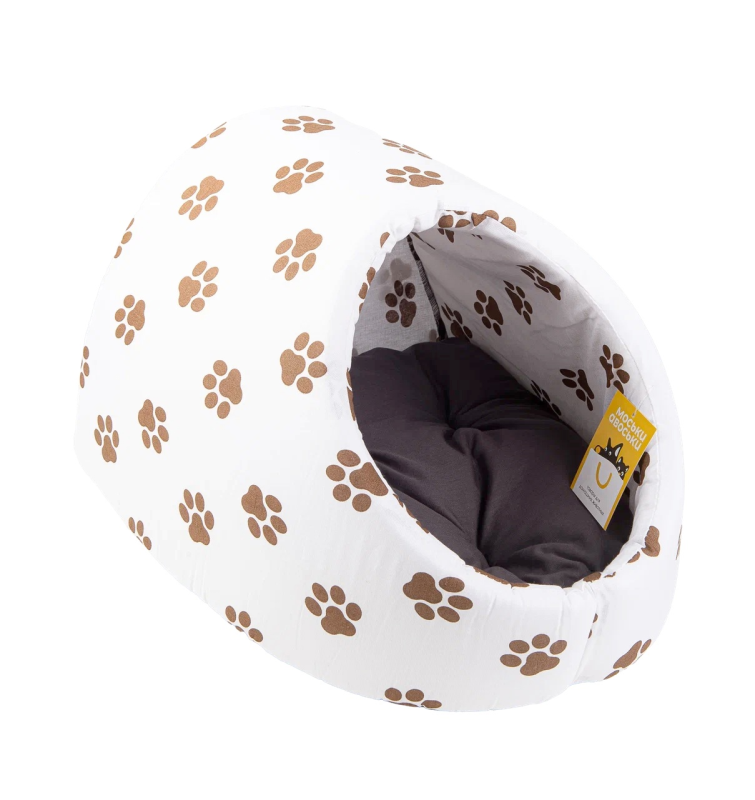 Моськи-Авоськи Домик мягкий ТРОН поплин 44*40*28 см ГРАФИТ/ЛАПКИ