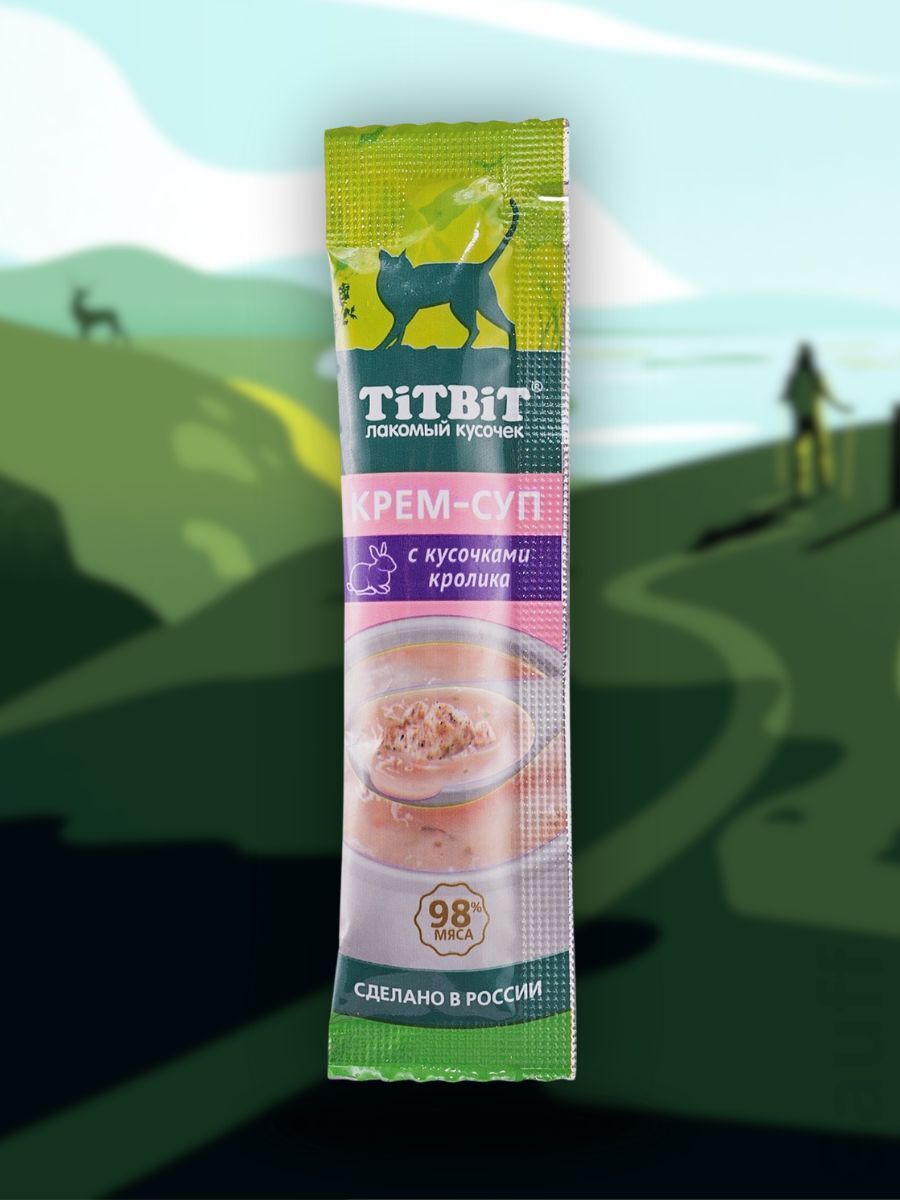 TiTBiT Лакомство Крем-суп для кошек с кусочками кролика 40 гр 4690538026281