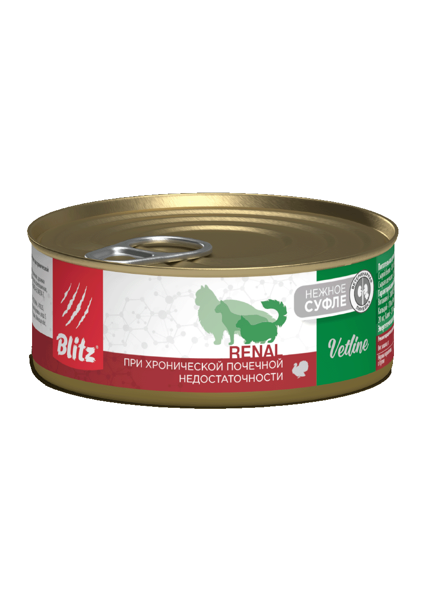 Blitz Vetline Cat Renal Влажный корм д/кошек при почечной недостаточности 100гр