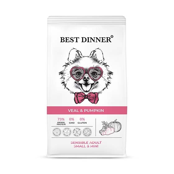 Best Dinner (Бест Диннер Мини) Сухой корм для собак малых пород с телятиной и тыквой 1,5 кг