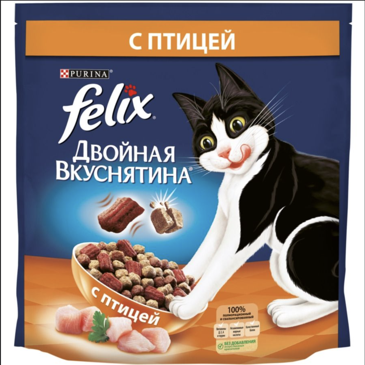 FELIX Сухой корм для кошек с птицей, 600г 7613287861719