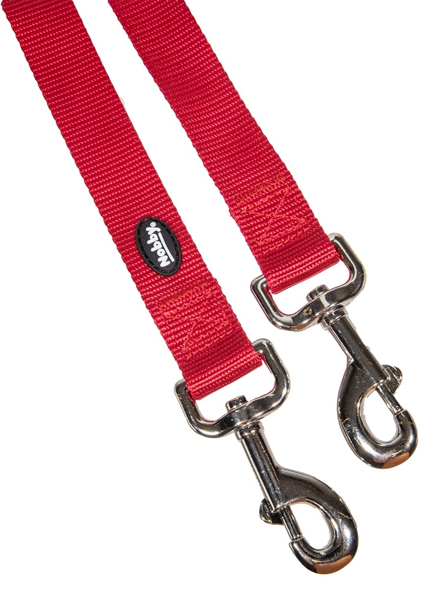 NOBBY CLASSIC Поводок-сворка для собак, нейлоновый, красный,  длина 2см х 45 см / ширина 25 мм