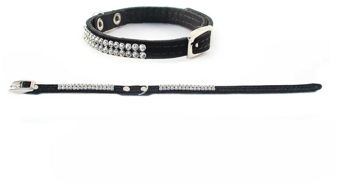 Дарэлл 512508 Ошейник "Люкс" двухслойный, велюр со стразами 8мм*14-18см