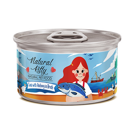 Корм влажный Pettric Natural Kitty / Тунец с анчоусами в бульоне /Tuna with anchovy in broth 80 г