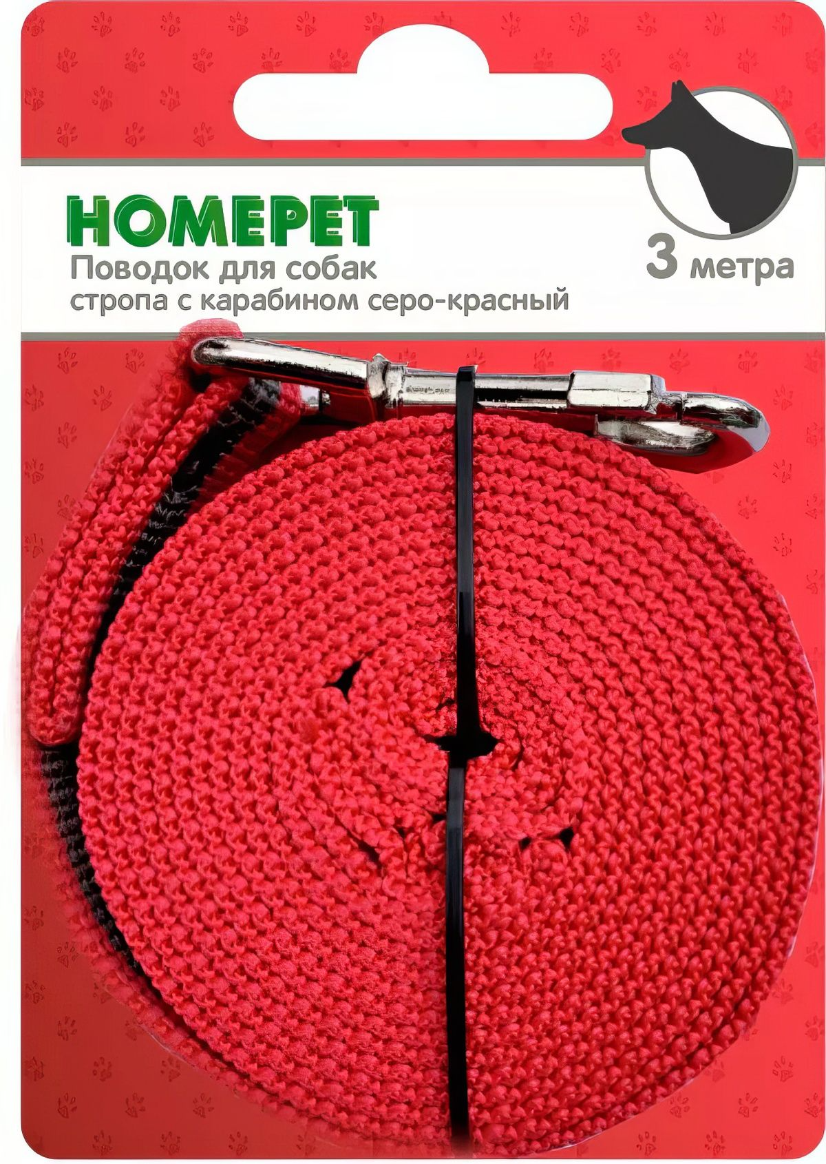 HOMEPET 25 мм х 5 м поводок для собак стропа с карабином серо-красный