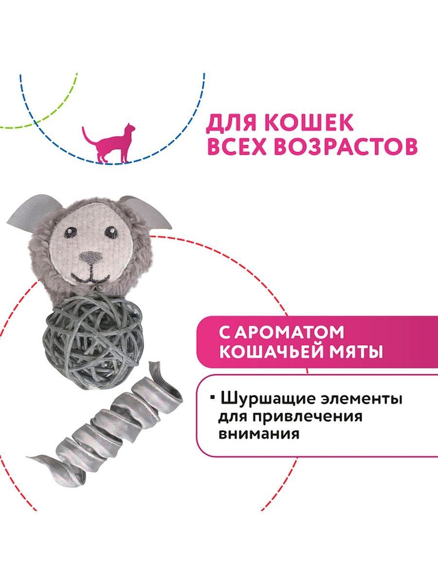 MPG brands Игрушка Petpark для кошек Космический пёс и пружинка с кошачьей мятой (2 шт в комплекте) 810084865088