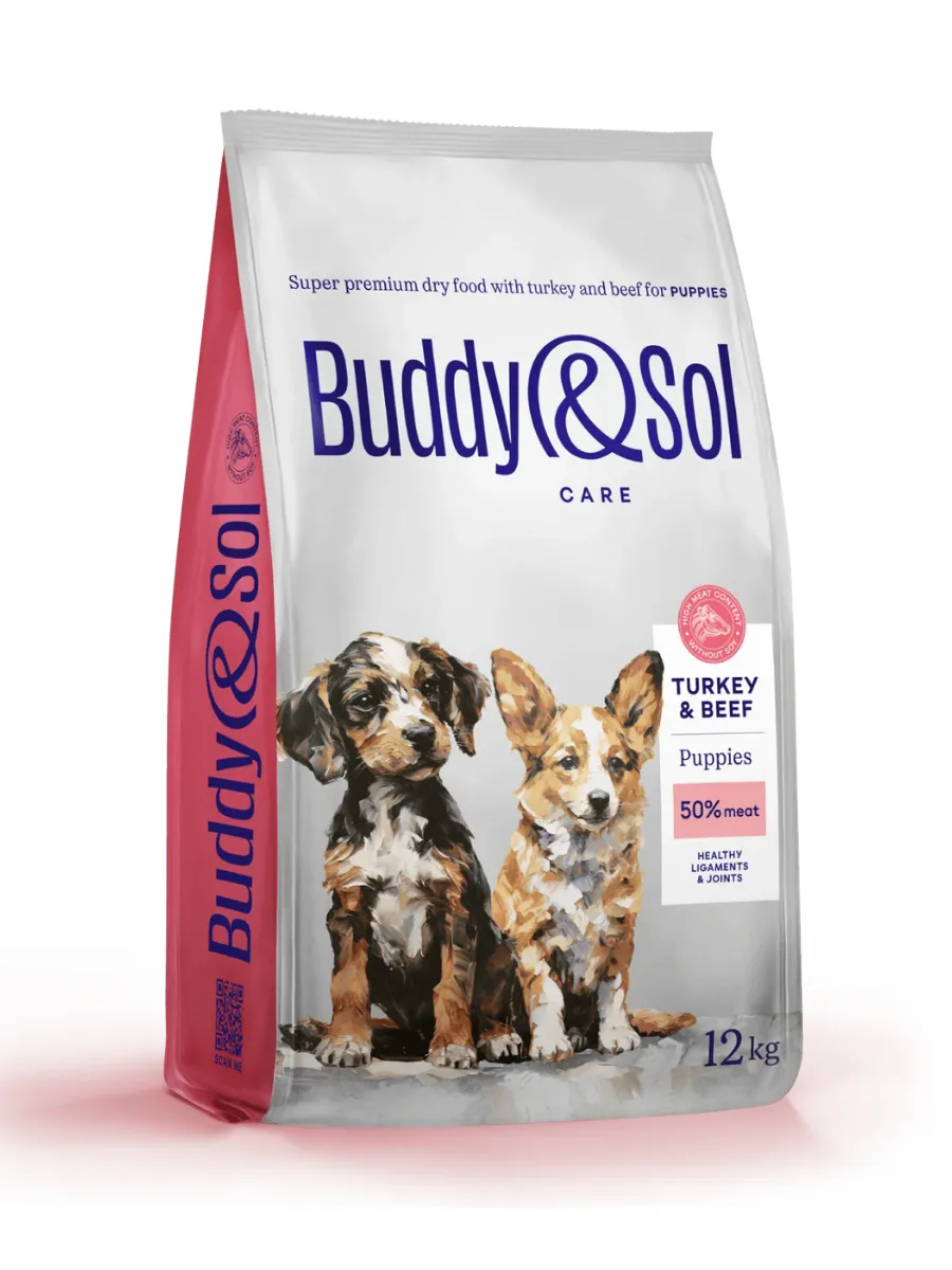 Buddy&Sol Care Сухой корм с индейкой и говядиной для щенков всех пород 12кг