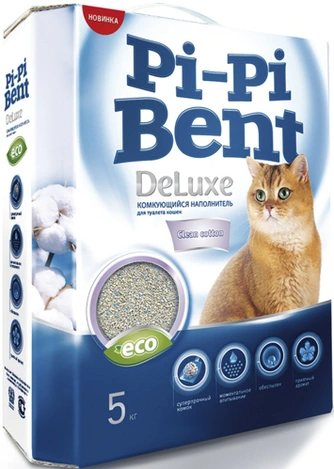 Лидинг Pi-Pi-Bent DeLuxe Clean Cotton Наполнитель комкующийся 12л 4630001800857