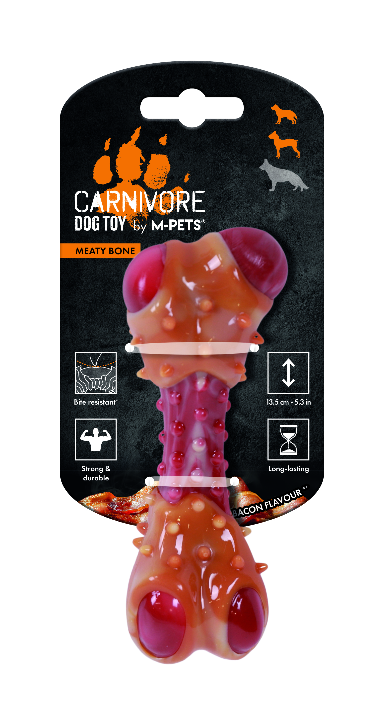 Игрушка для собак Карнивор кость, вкус бекона, красная 13.5 x 5.7 x 4.9 см MPets 10661599
