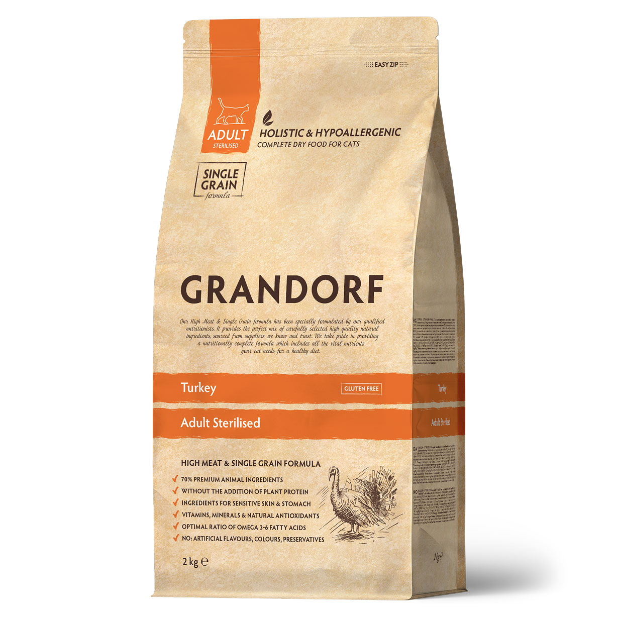 Grandorf Сухой корм для стерилизованных кошек с индейкой 2 кг 5407007851324