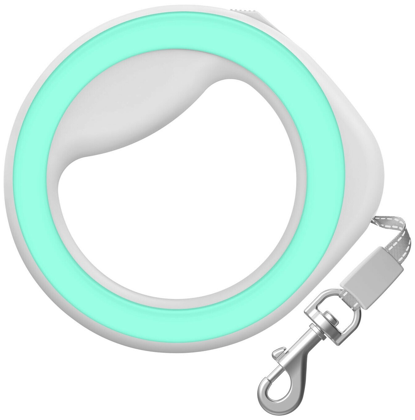 Поводок-рулетка для собак WAUDOG R-leash "Круглая", светоотражающая лента, XS-M, до 40кг, 2,9м (салатовая)