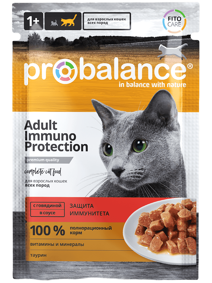 ProBalance Immuno Protection Влажный корм для кошек, с говядиной в соусе, 85 г