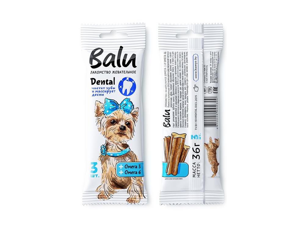 Balu Лакомство жевательное BALU с омега 3, омега 6 для собак, 36 г, 3 палочки