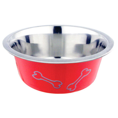 Миска для животных "Homepet Color Косточки" металлическая красная 0,25 л