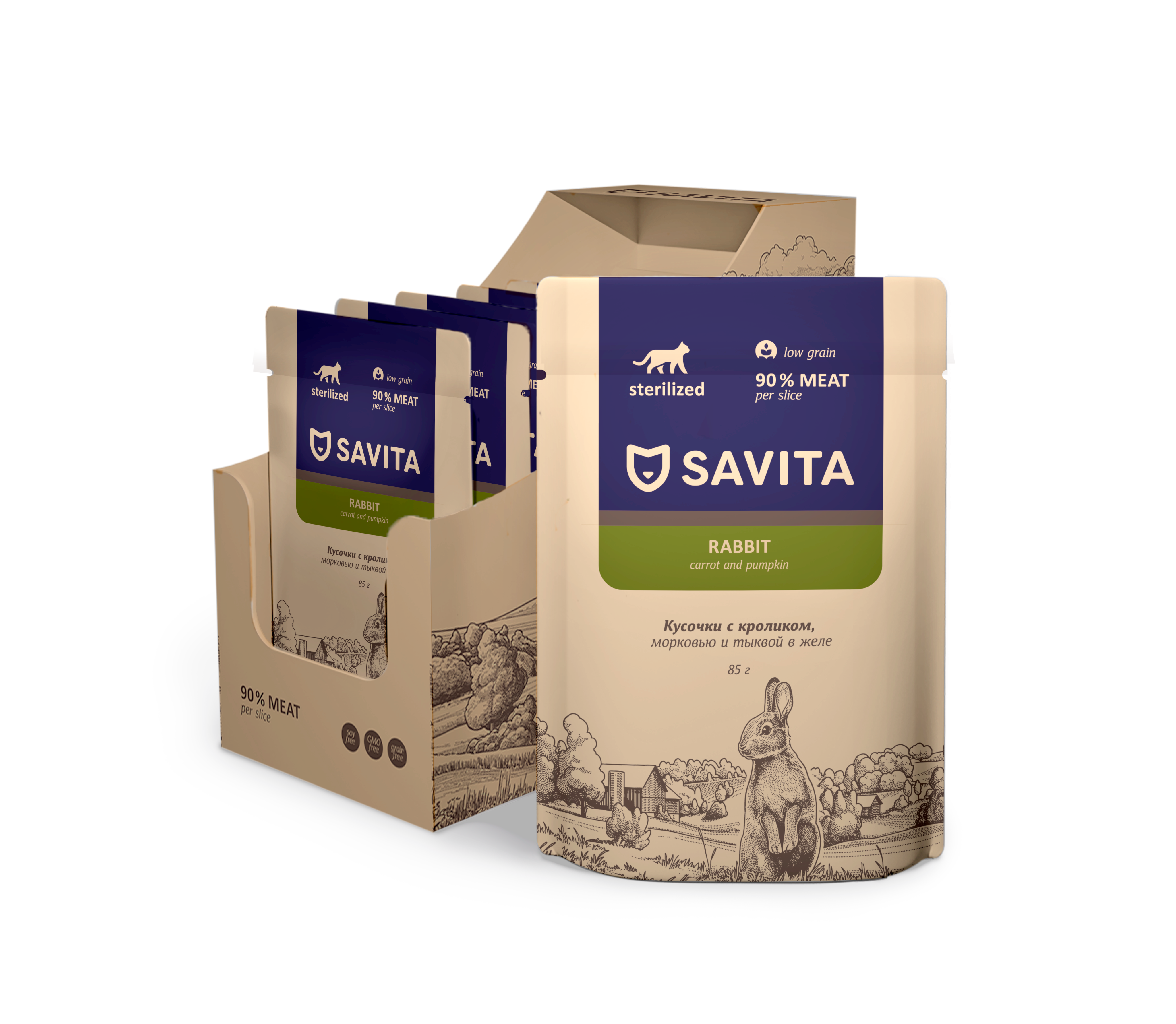 Влажный корм для стерил. кошек с кроликом в желе 85гр -12шт